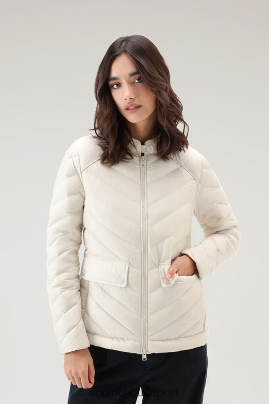 Woolrich ruházat bélelt rövid kabát chevron foltvarrással nők L8D4F35 tejes tejszín