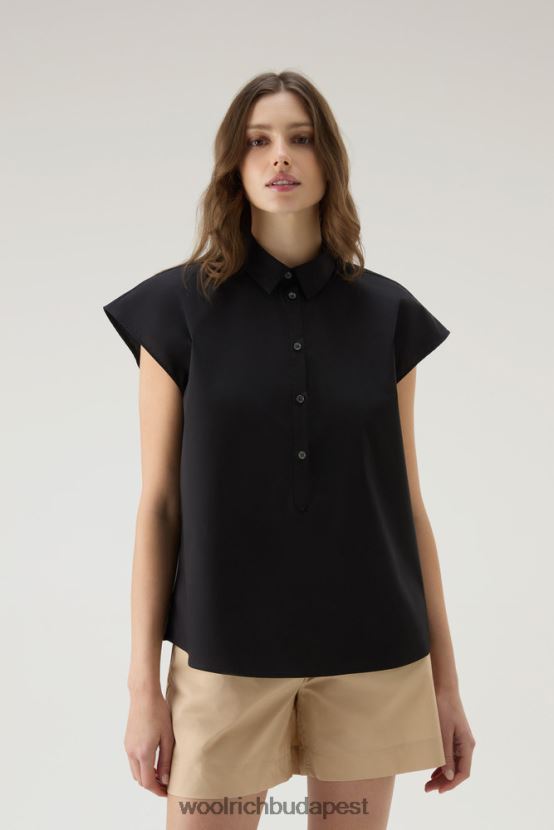 Woolrich ruházat poplin blúz tiszta pamut poplinból nők L8D4F39 fekete